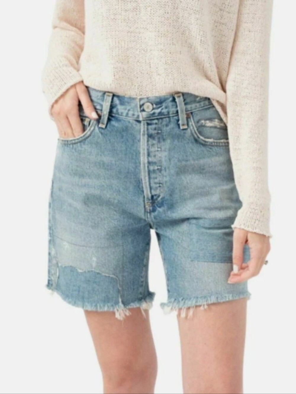 Citizens Of Humanity Bailey Loose Fit Distressed Patch Short In Elwood Size 28